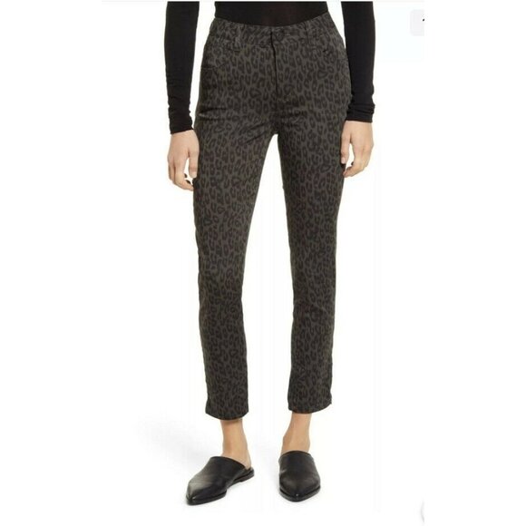 Wit & Wisdom Womens Black High Rise Animal Print Straight Leg Jeans Size 12 - Picture 1 of 12